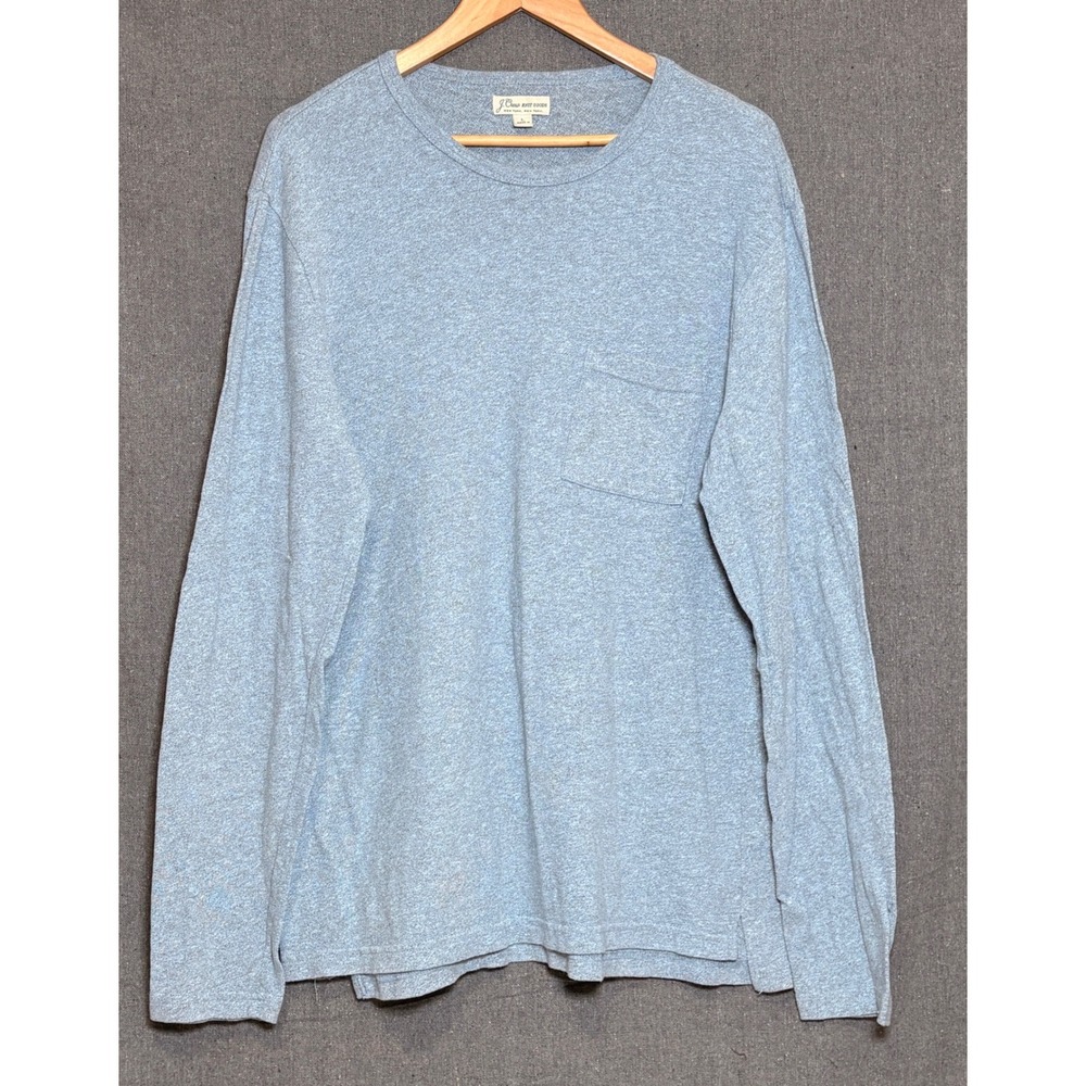 J. Crew Knit Goods Mens Long Sleeve Pocket T-Shirt Light Blue Heather Large